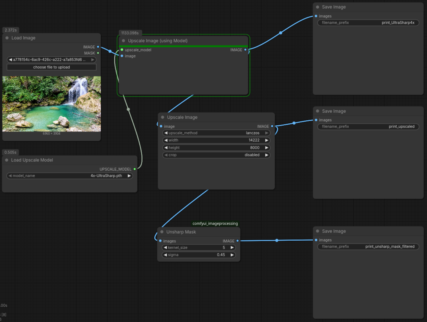 ComfyUI workflow screenshot for UltraSharp photo upscaling